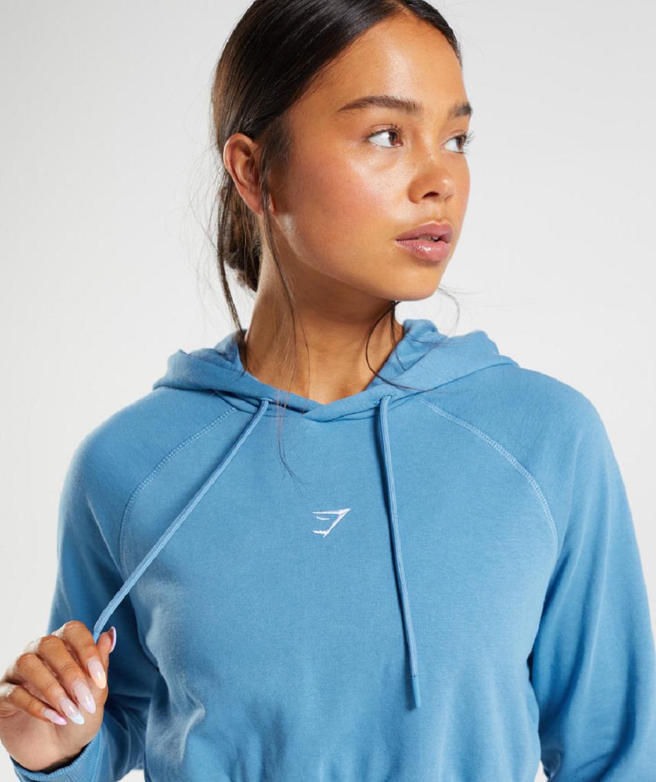 Gymshark Training Cropped Ženske Majica S Kapuljačom Plave | HR 3581FDN